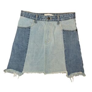 Mink Pink Denim Blue Jean Distressed Skirt S